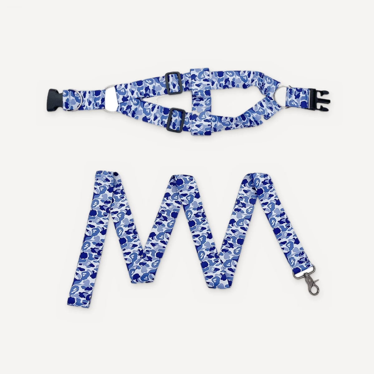 Blue Camo Walking dog set inspired by BAPE