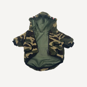 Camo Shark dog hoodie inspired by BAPE view 4