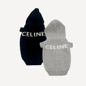 Wool dog hoodie inspired by Celine