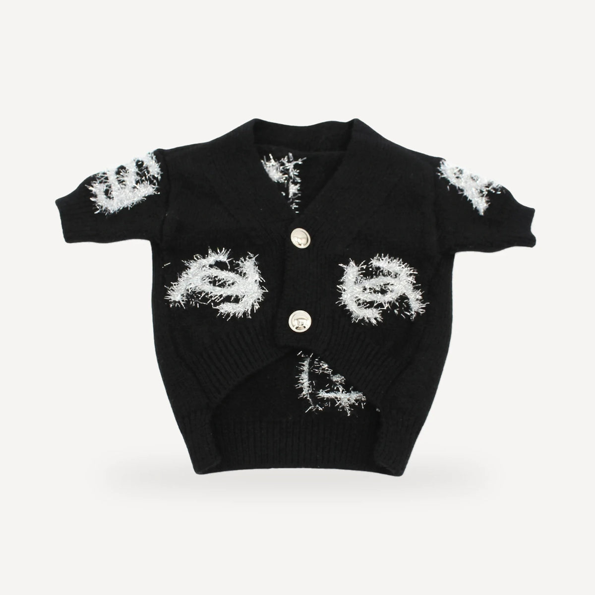 Fringe Logo dog cardigan inspired by Chanel view 5