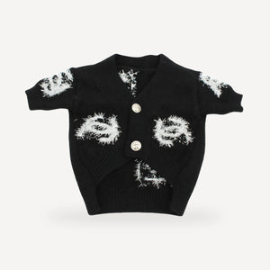 Fringe Logo dog cardigan inspired by Chanel view 5