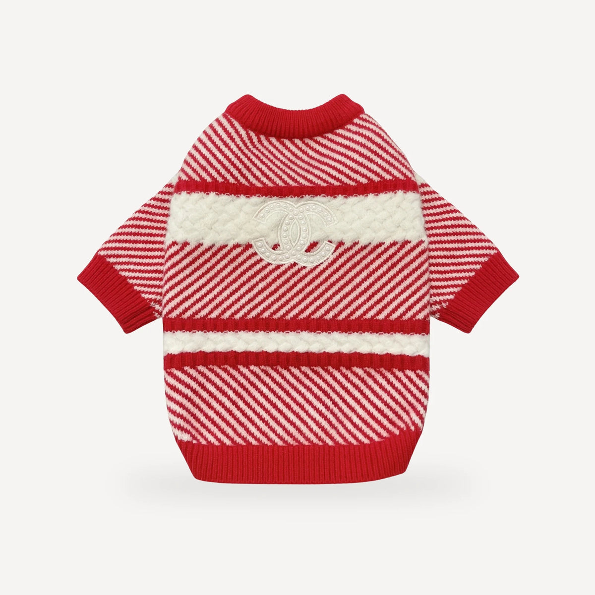 Logo Stripe dog sweater inspired by Chanel view 10