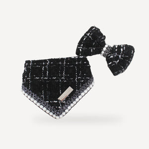 Tweed Bandana & Bow dog set inspired by Chanel view 7