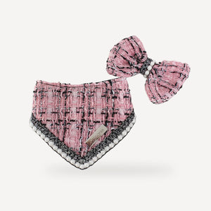 Tweed Bandana & Bow dog set inspired by Chanel view 8