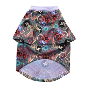 Yellow all-over V monogram dog tee Louis Vuitton style with colorful accents