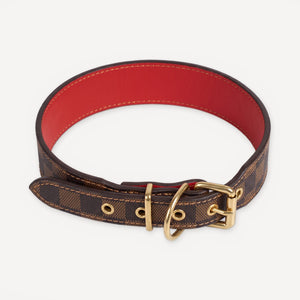 Check Leather Walking dog set inspired by Louis Vuitton