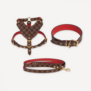 Check Leather Walking dog set inspired by Louis Vuitton view 2