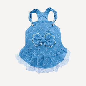 Denim dog dress inspired by Louis Vuitton view 4