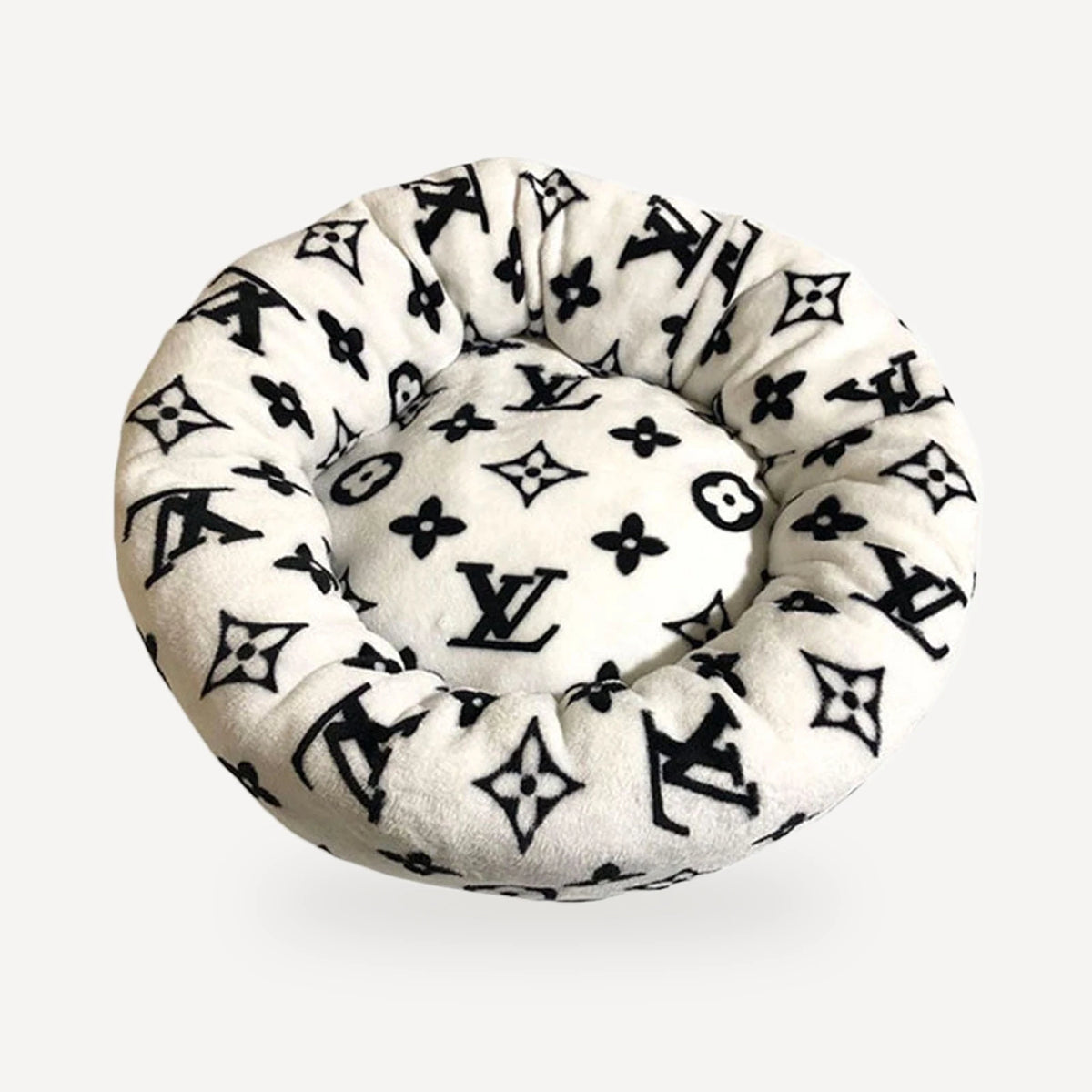 Donut dog bed inspired by Louis Vuitton