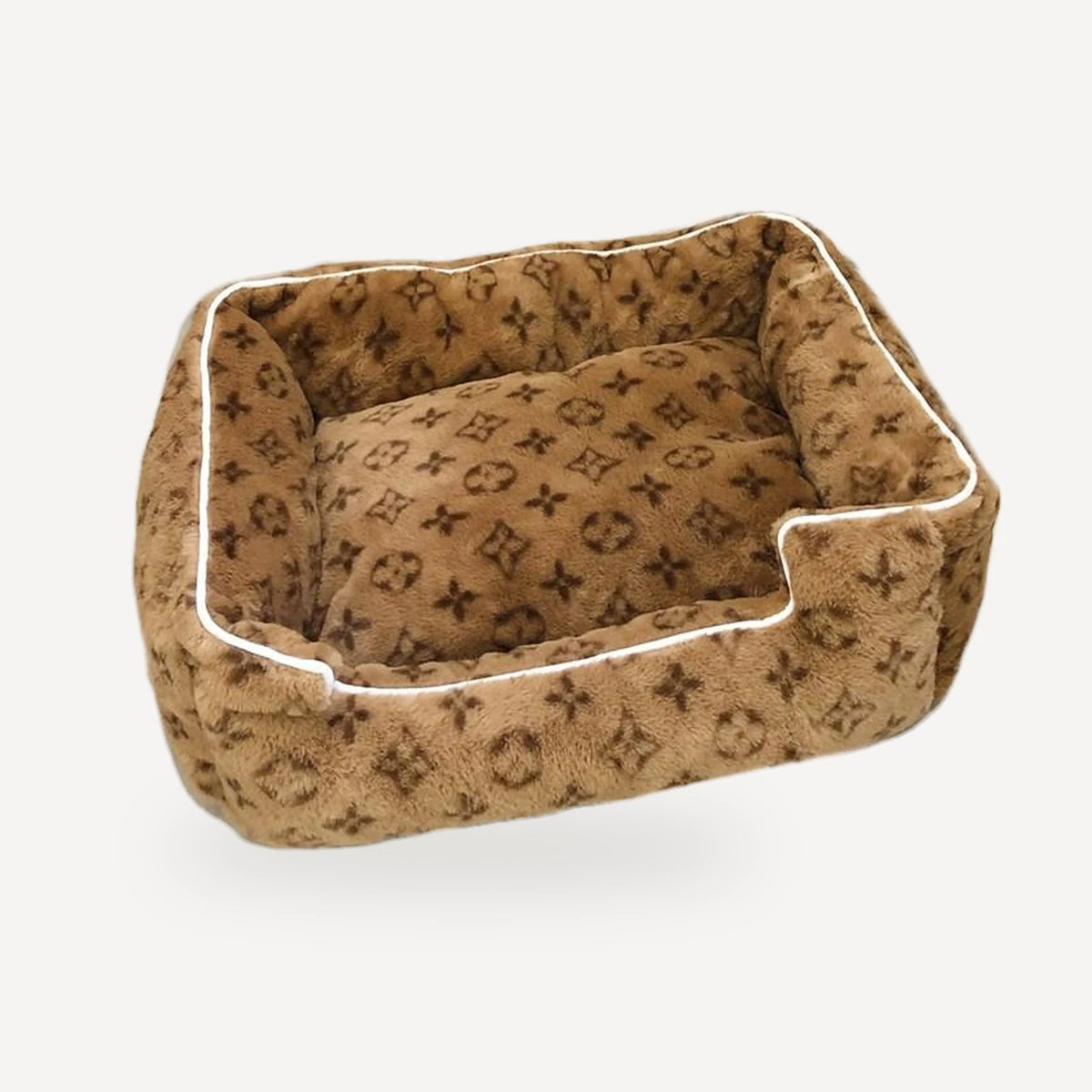Faux Fur dog bed inspired by Louis Vuitton view 2