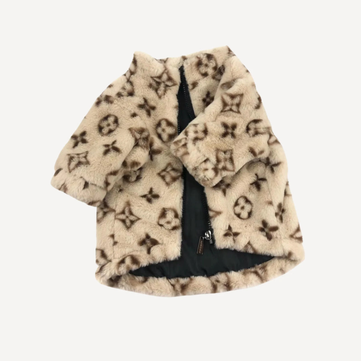 Faux Fur Bomber dog apparel inspired by Louis Vuitton view 9