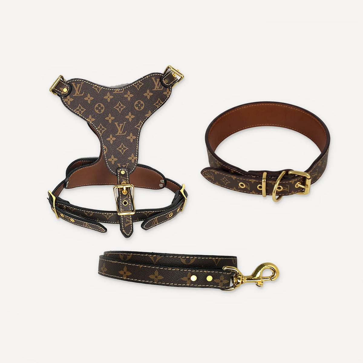 Leather Walking dog set inspired by Louis Vuitton view 7