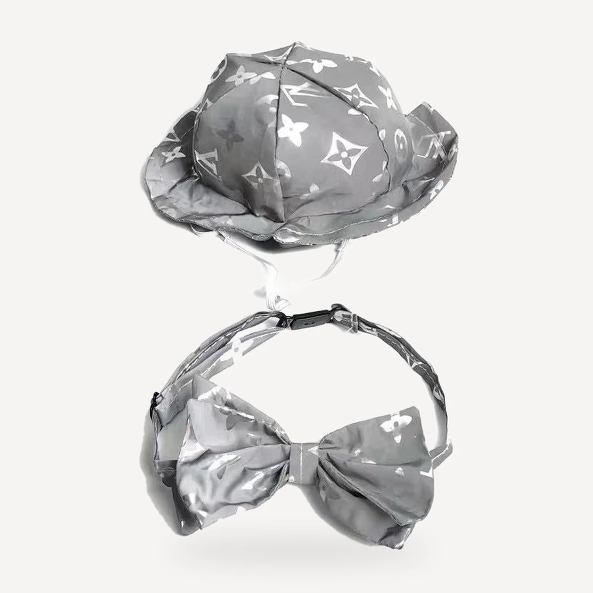 Monogram Hat & Bow Tie dog set inspired by Louis Vuitton view 4