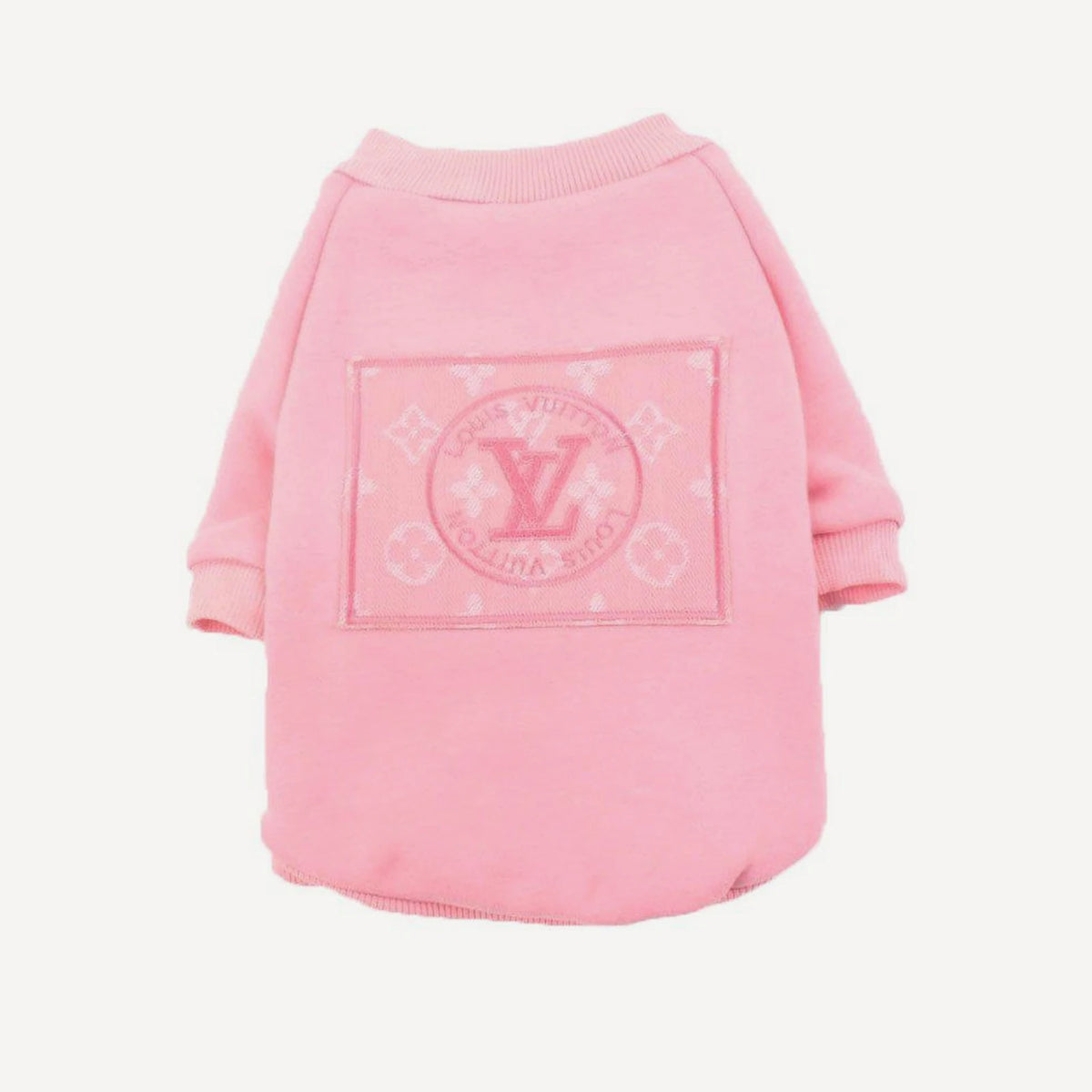 Pink dog sweatshirt inspired by Louis Vuitton