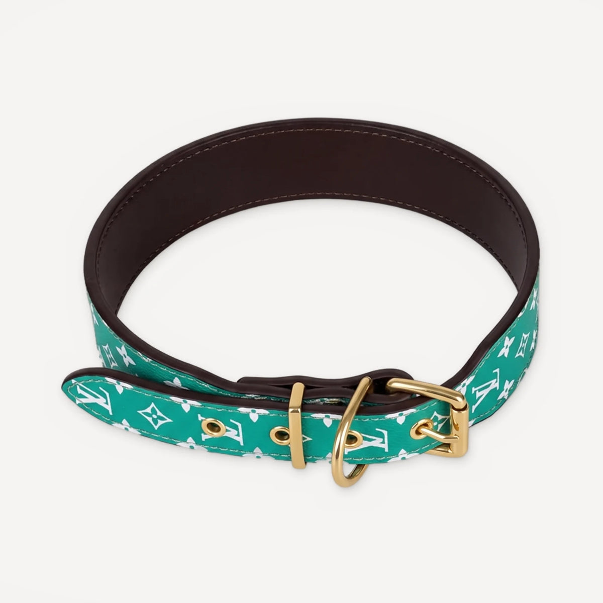 × Pupreme Gold Chain Leather Walking dog set inspired by Louis Vuitton