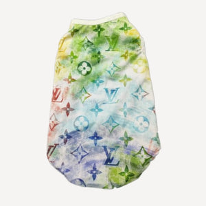 Vibrant Summer dog vest inspired by Louis Vuitton view 2