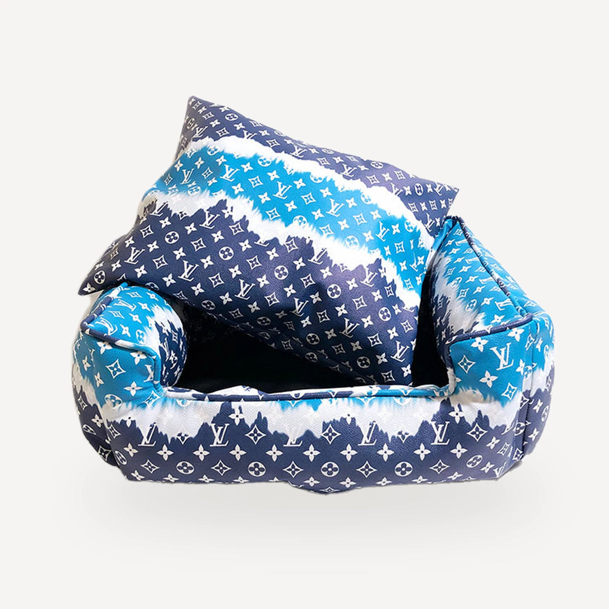 Watercolor dog bed inspired by Louis Vuitton view 3