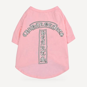 Arch Logo dog tee inspired by Chrome Hearts, pink, back view