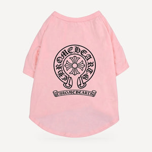 Classic Horseshoe dog tee inspired by Chrome Hearts, pink, back view