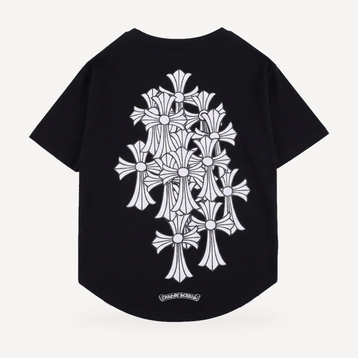 Cross Cluster dog tee inspired by Chrome Hearts, black, back view