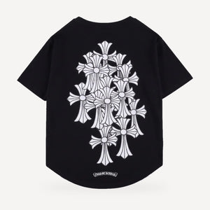 Cross Cluster dog tee inspired by Chrome Hearts, black, back view
