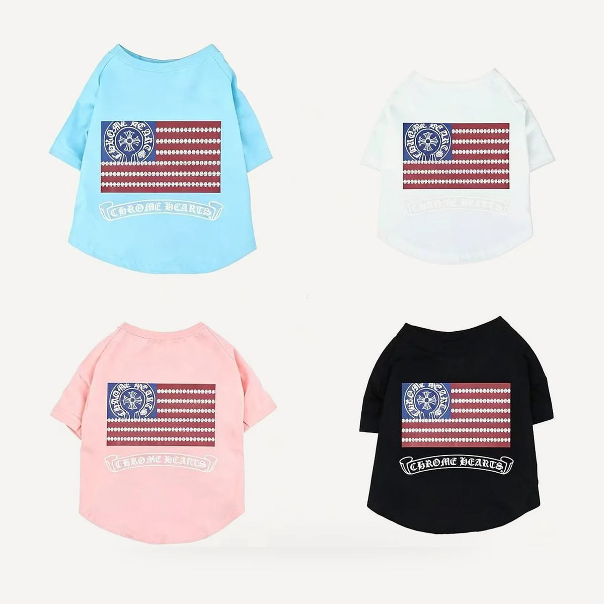 Flag dog tee inspired by Chrome Hearts, all colors