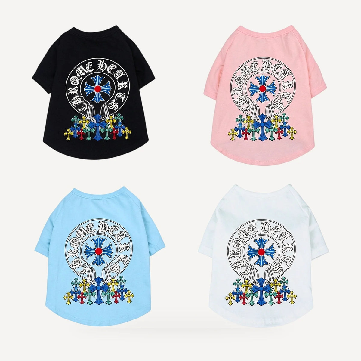 Multi Cross dog tee inspired by Chrome Hearts, all colors