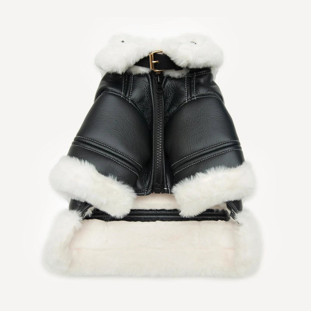 Shearling dog jacket inspired by Chrome Hearts view 3