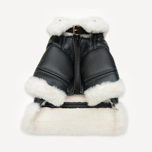 Shearling dog jacket inspired by Chrome Hearts view 3