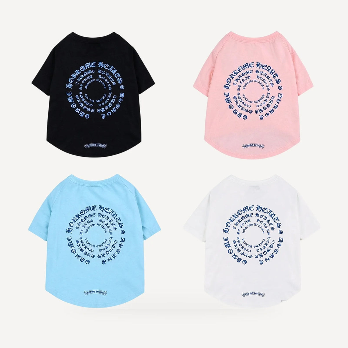 Spiral Script dog tee inspired by Chrome Hearts, all colors