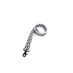 White dog leash with Dogior oblique monogram pattern and black metal clasp