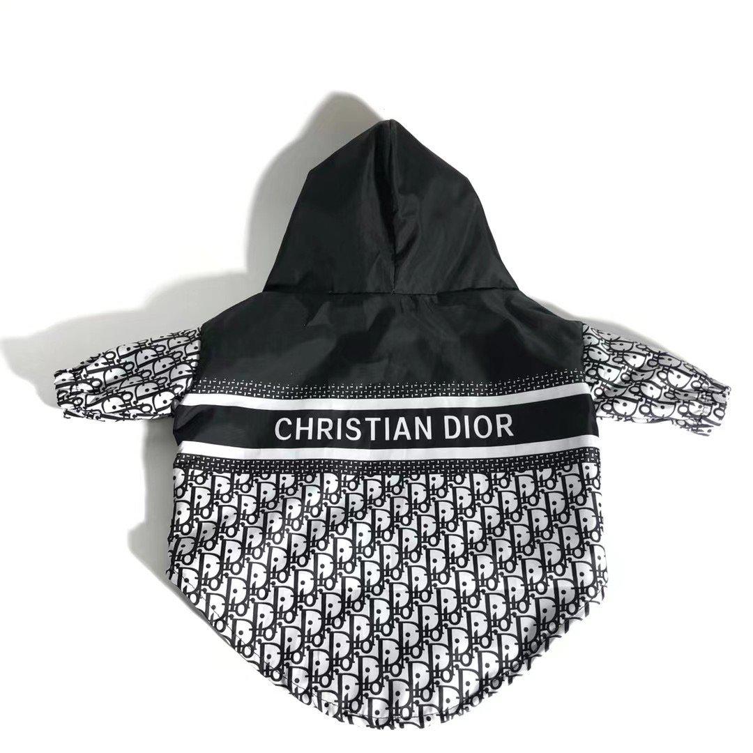 Black windbreaker with Dior oblique print sleeves and Christian Dior lettering across chest
