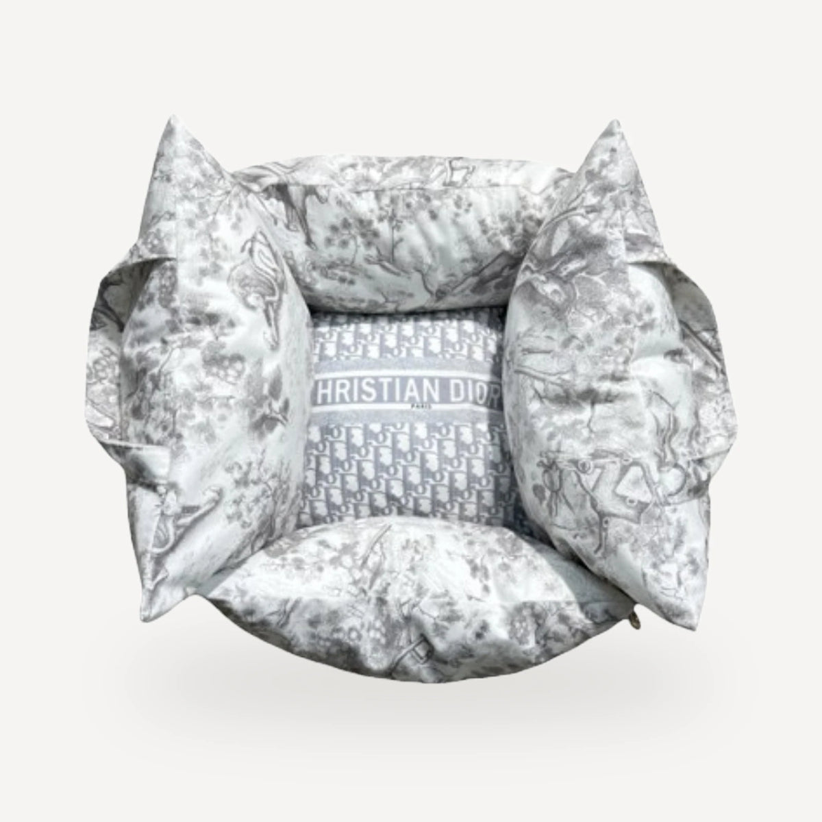 Plush Travel dog bed inspired by Dior view 2