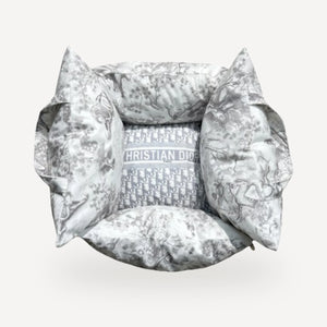 Plush Travel dog bed inspired by Dior view 2