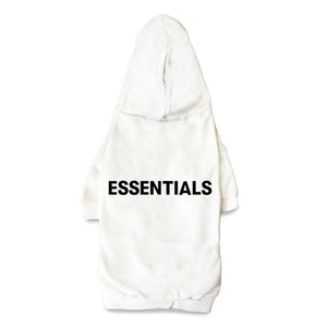 Cream dog hoodie Fear of God inspired with ESSENTIALS text across back panel