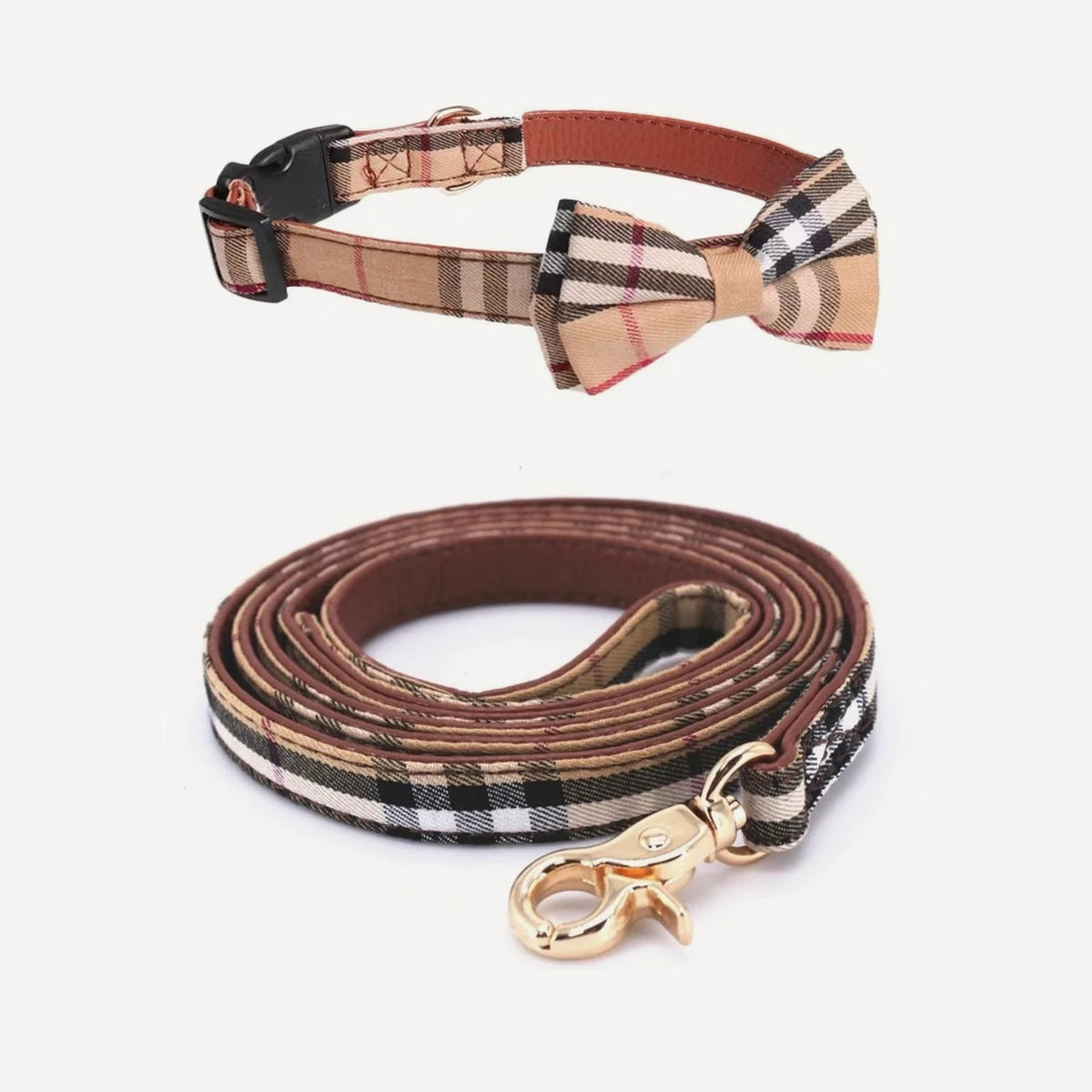 Bow Collar dog leash inspired by Burberry