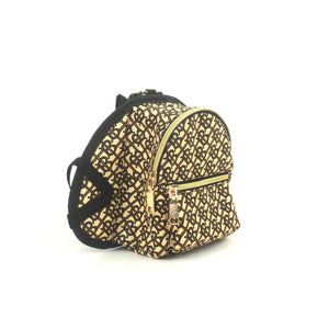 Furberry monogram dog backpack side angle showing structured design and buckles