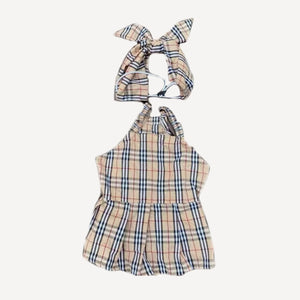 Plaid Halter dog romper inspired by Burberry view 3