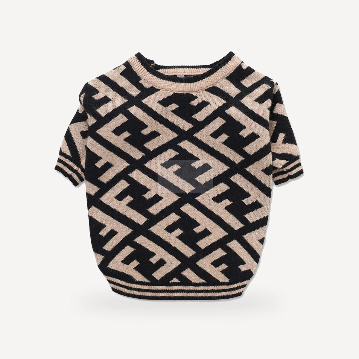 Brown Logo dog sweater inspired by Fendi view 2