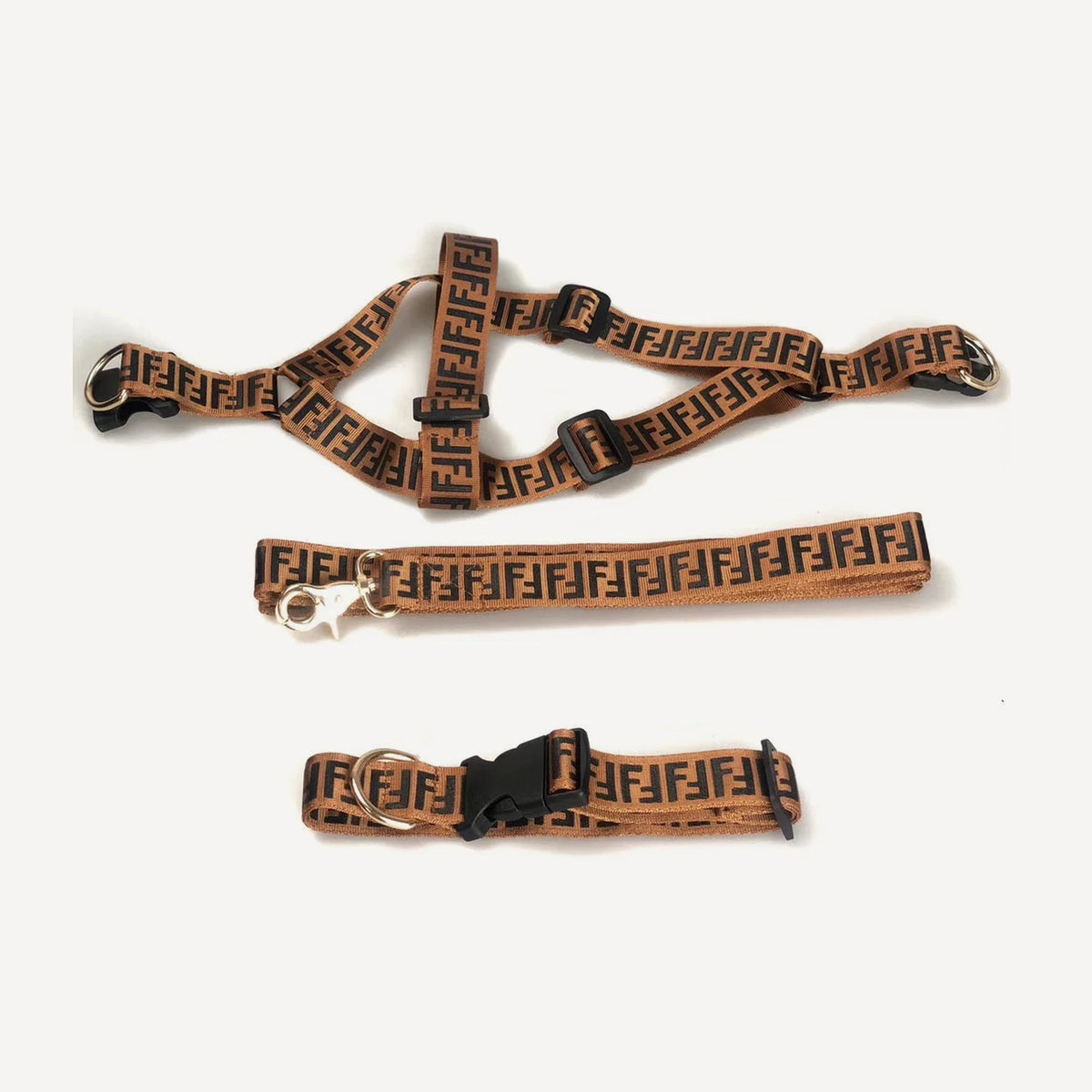 Monogram Walking dog set inspired by Fendi