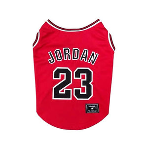 Red Bulls basketball jersey for dogs with Jordan #23 on back panel