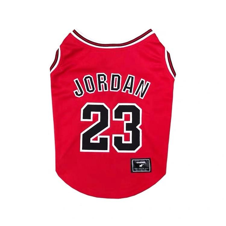 Red Bulls basketball jersey for dogs with Jordan #23 on back panel