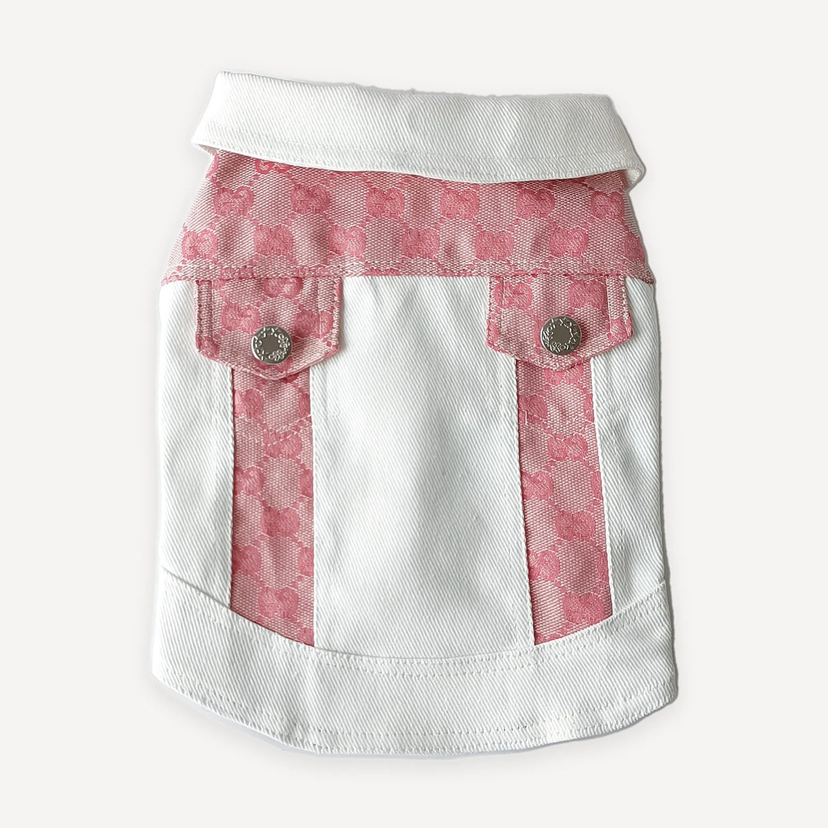 Pink Trim Denim dog vest inspired by Gucci view 4