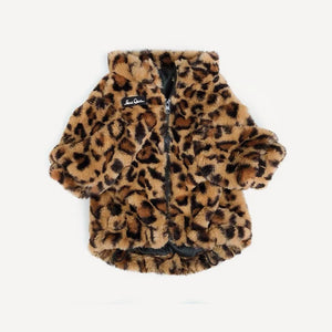 Leopard Faux Fur Dog dog jacket view 4