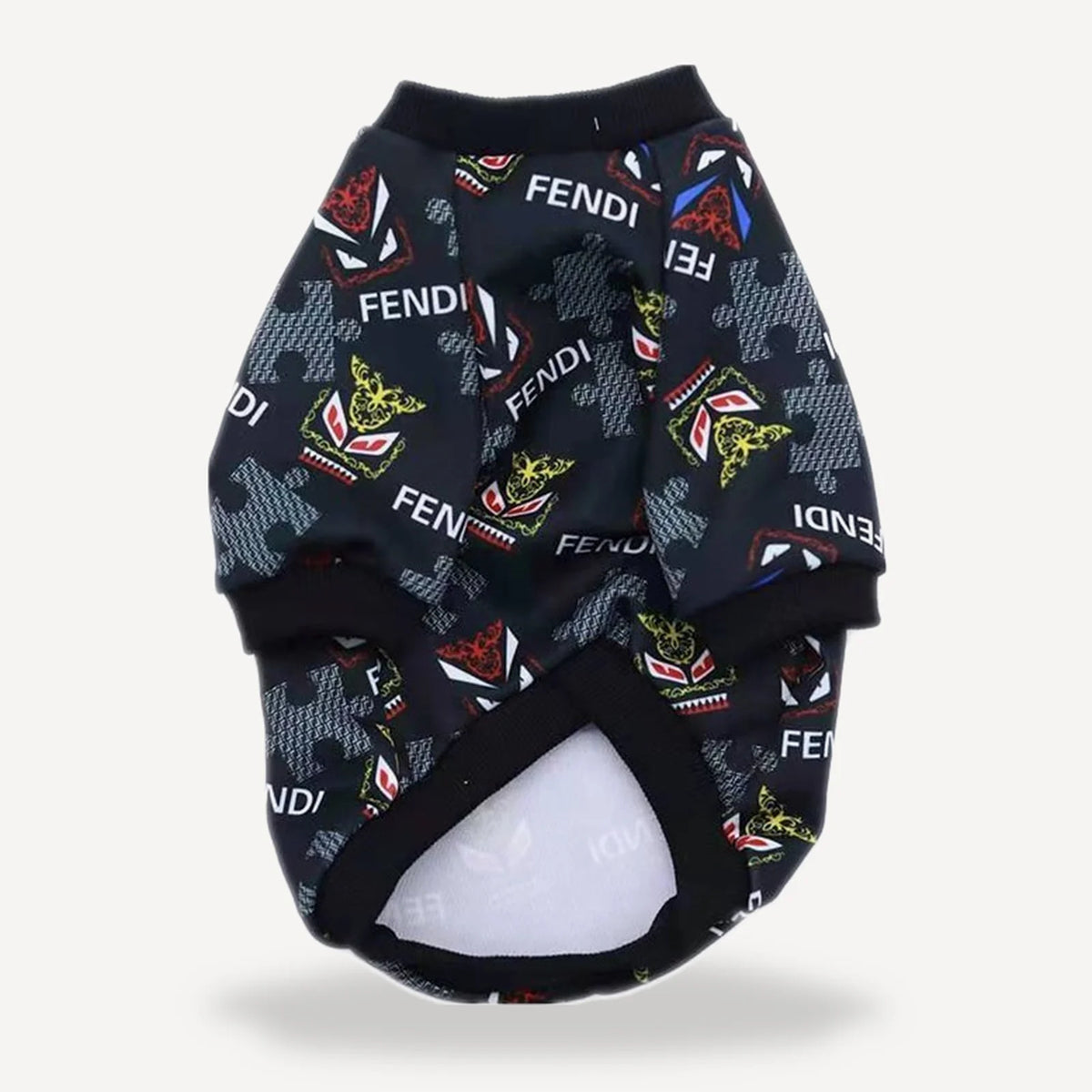 Monster Print dog sweatshirt inspired by Fendi view 3