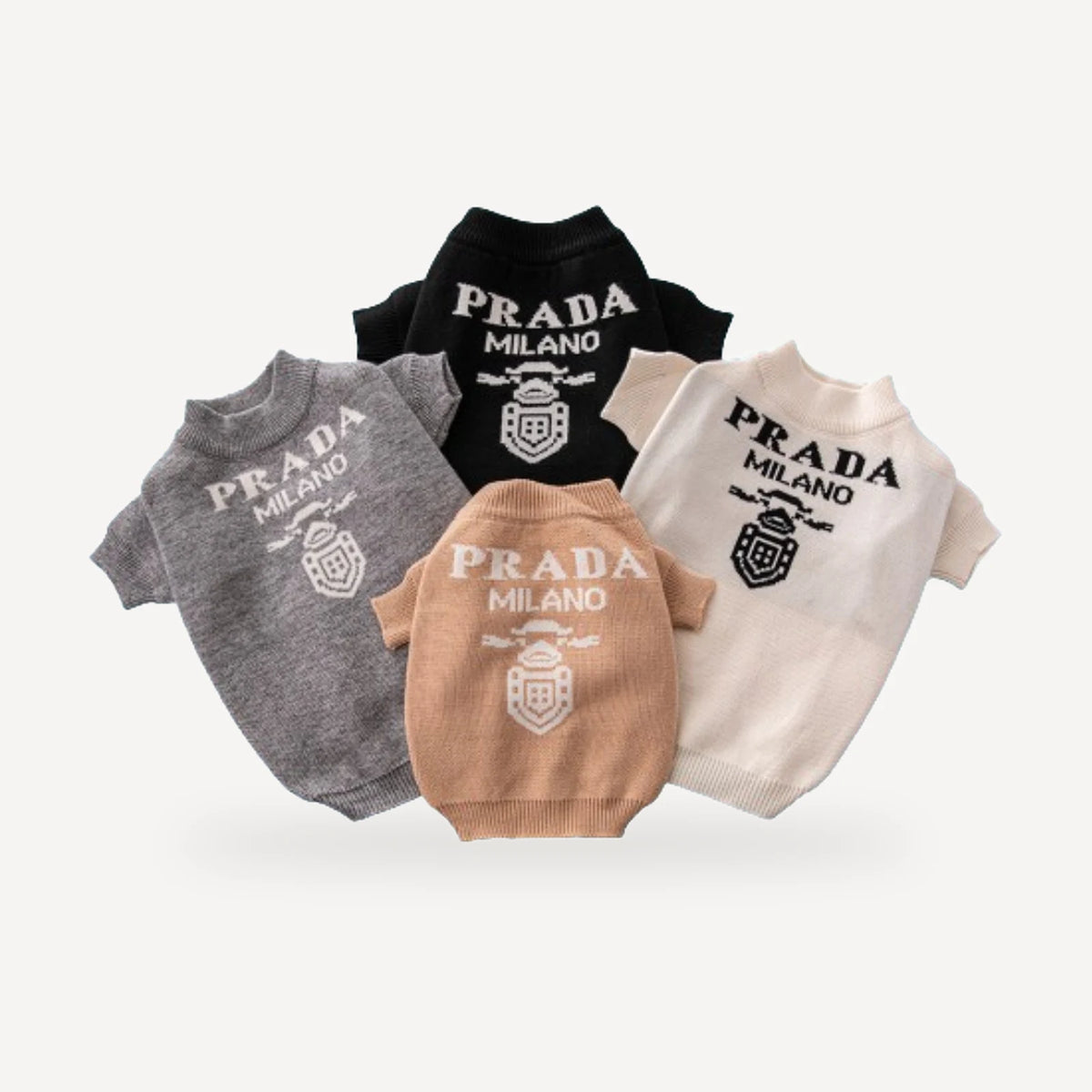 Monochrome dog sweater inspired by Prada