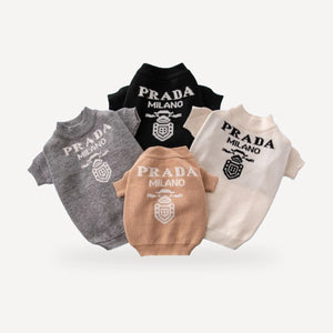 Monochrome dog sweater inspired by Prada