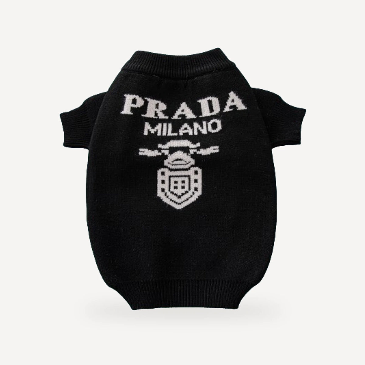 Monochrome dog sweater inspired by Prada view 2