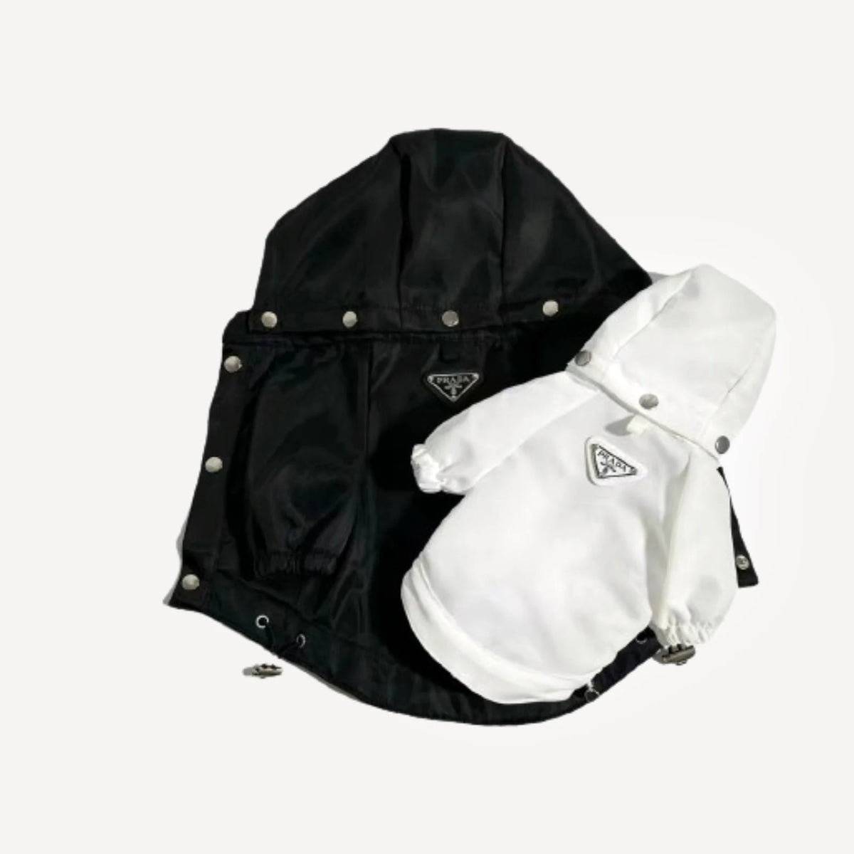 Waterproof dog windbreaker inspired by Prada