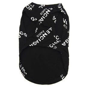 Back view of black Pawlenciaga logo print sleeveless dog tee